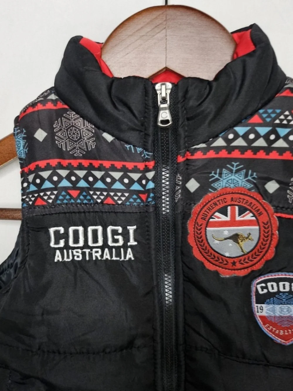 Baby Boy Coogi Australia Black Sleeveless Puffer Vest Full Zip Snowflakes Sz 18M